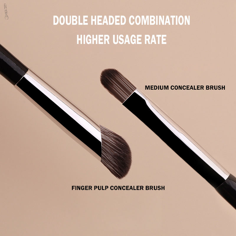 Dual Ended Cosmetic Brushes Oem Private Label Custom logo Premium Synthetic Unique Makeup Angled Fluffy Concealer Brush