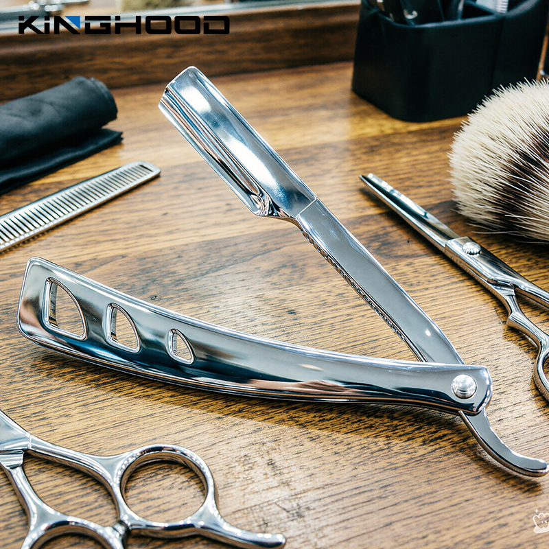 Professional OEM Private Label Supplier Barber Folding Shavette Black Metal Handle Salon Razor Magnetic Straight Razor