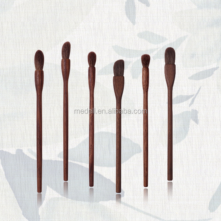 Wholesale Handmade Goat Hair Eyeshadow Makeup Brush Set China Manufacturer Fan and Flat Style for Eye Use