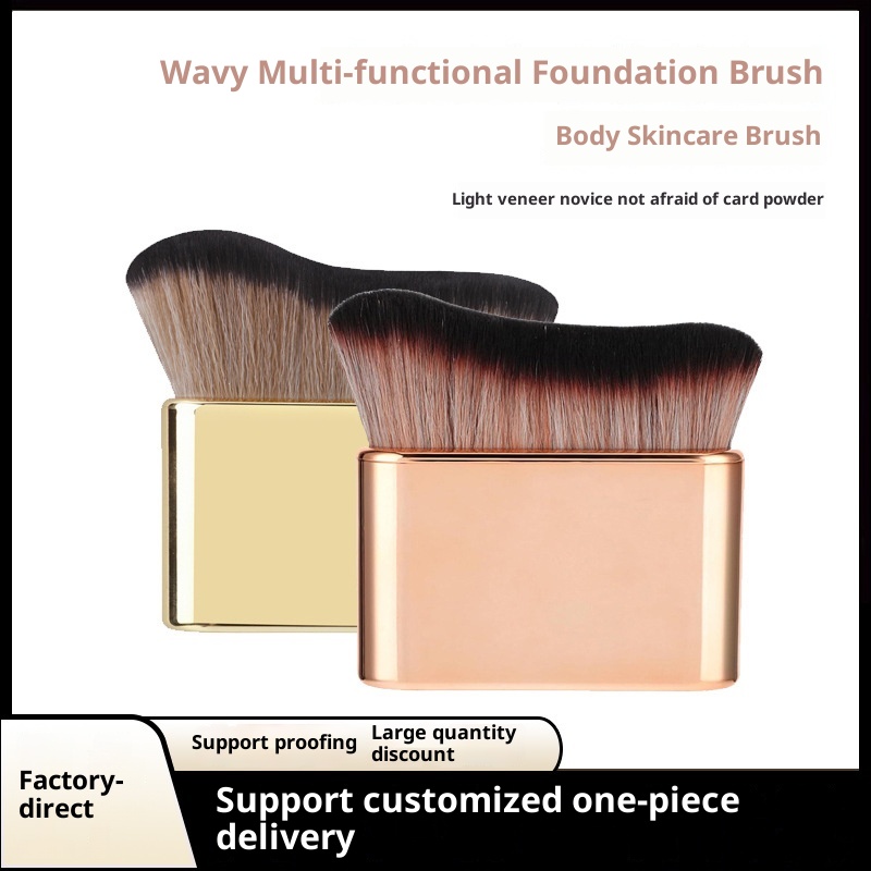 Custom logo Private Label Wave-shaped Synthetic Hair Angular Blush Cosmetic Brush for Face Foundation Plastic Handle