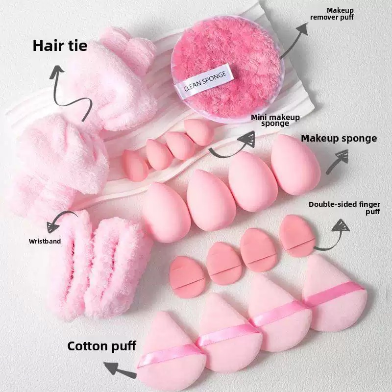 OEM Private Label Face Makeup Sponge Headband Nylon Puff Brushes Latex Free Colorful 40-Piece Set for Foundation Application