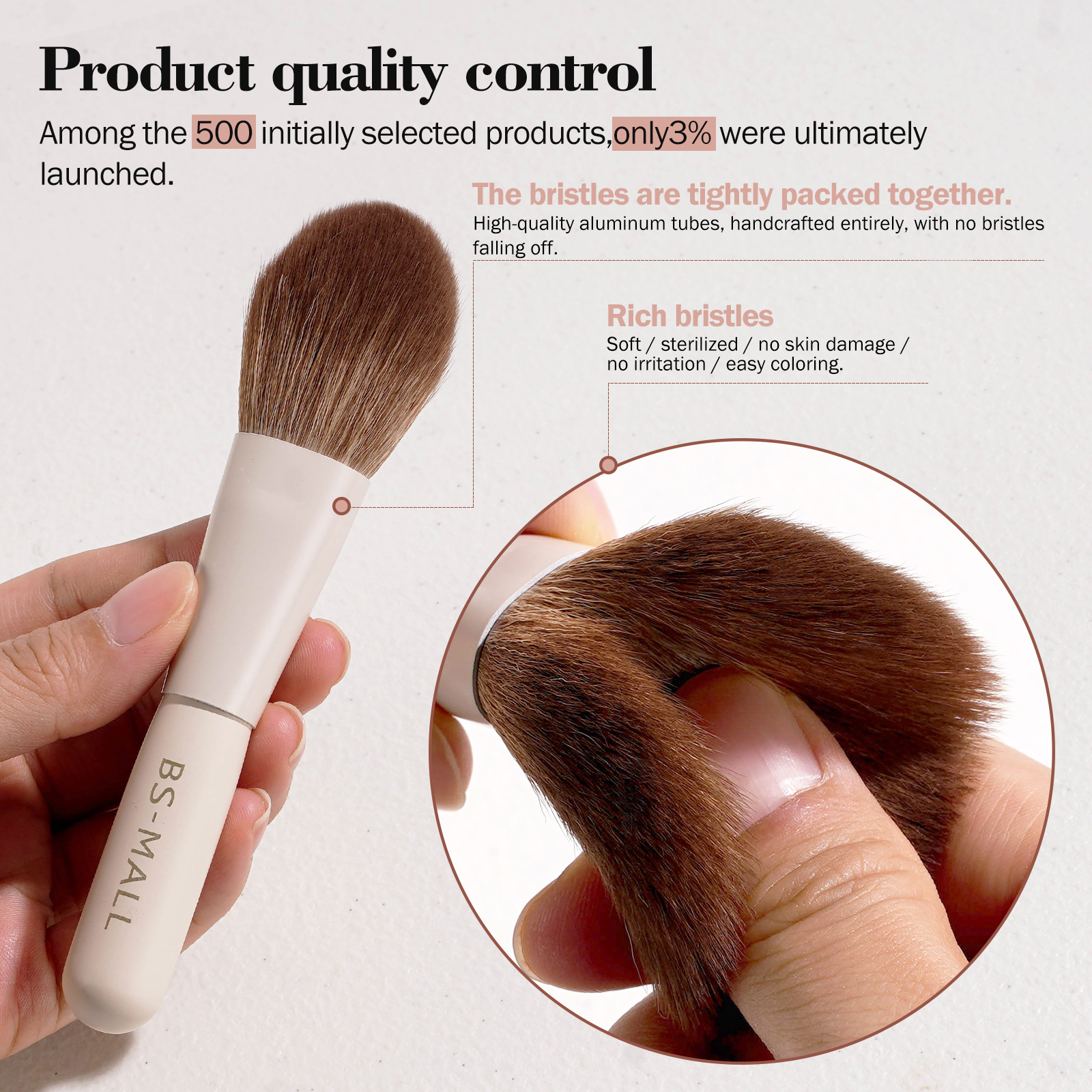 BS-MALL Travel Kit Makeup Brushes Set 14PCS Custom Logo Small Size Professional Face Make up Brushes Foundation Sponge with Bag