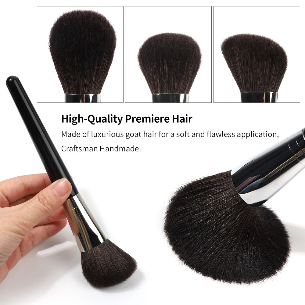 Goat Hair Bearable Flame Black Natural Hair Dense Oem Manufacturer Powder Individual Premium Custom Private Label Makeup Brush