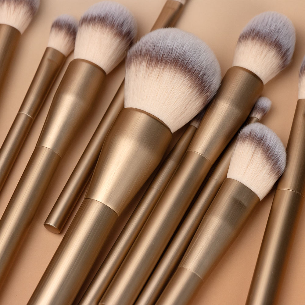 New Design Golden Metal Vegan Private Label Makeup Brush Set