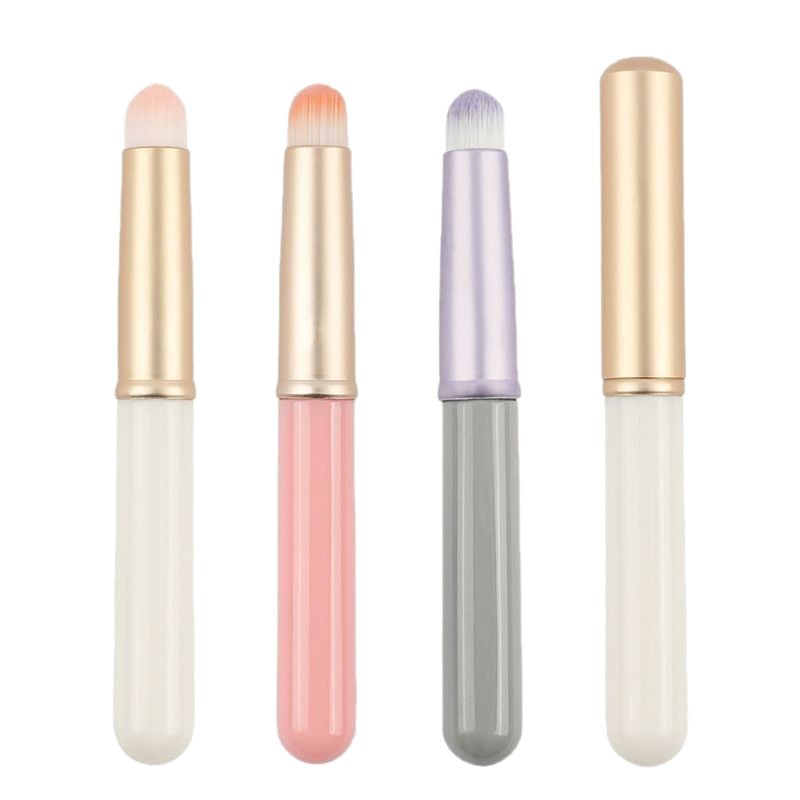 Synthetic Fiber Lip Brush with Cap Plastic Handle Multi Use Makeup Tool Factory Direct Wholesale Single Piece