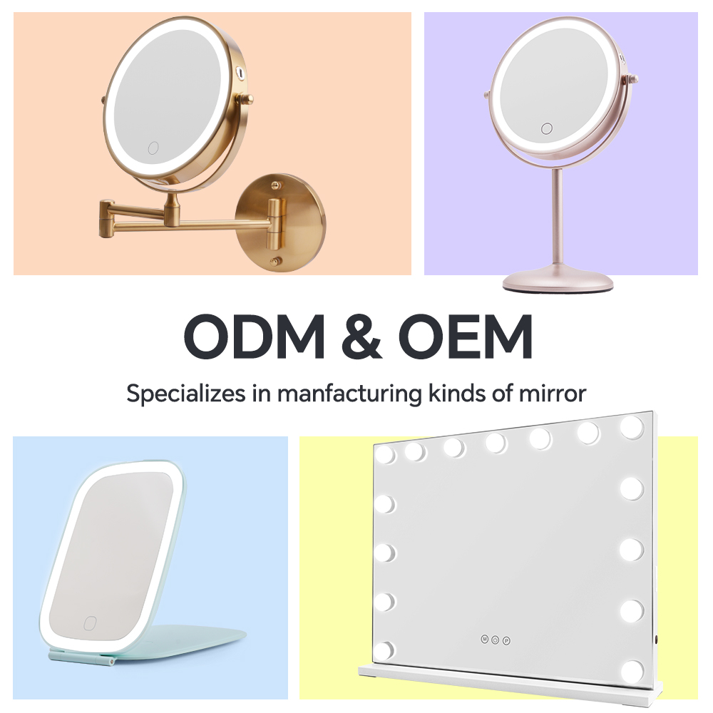 Support OEM ODM Customization Travel Makeup Mirror Portable 3x LED Lights Metal Single Sides Handheld Compact Pocket Mirror
