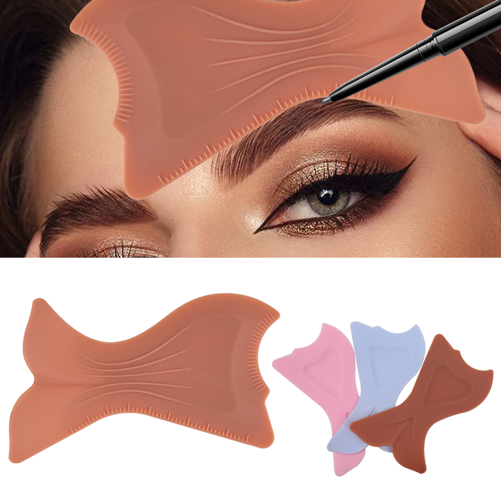 Professional Silicone Makeup Stencil Kit Easy-Clean ODM Cosmetic Color Mixing Board for Eyeliner, Eyebrow &amp; Contour Training