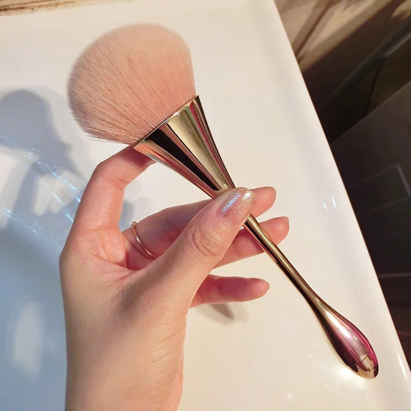 High Quality Kfeier Private Label Flat Angular Blush Makeup Brush Plastic Handle Fiber Bristles Big Soft Face Foundation Blusher