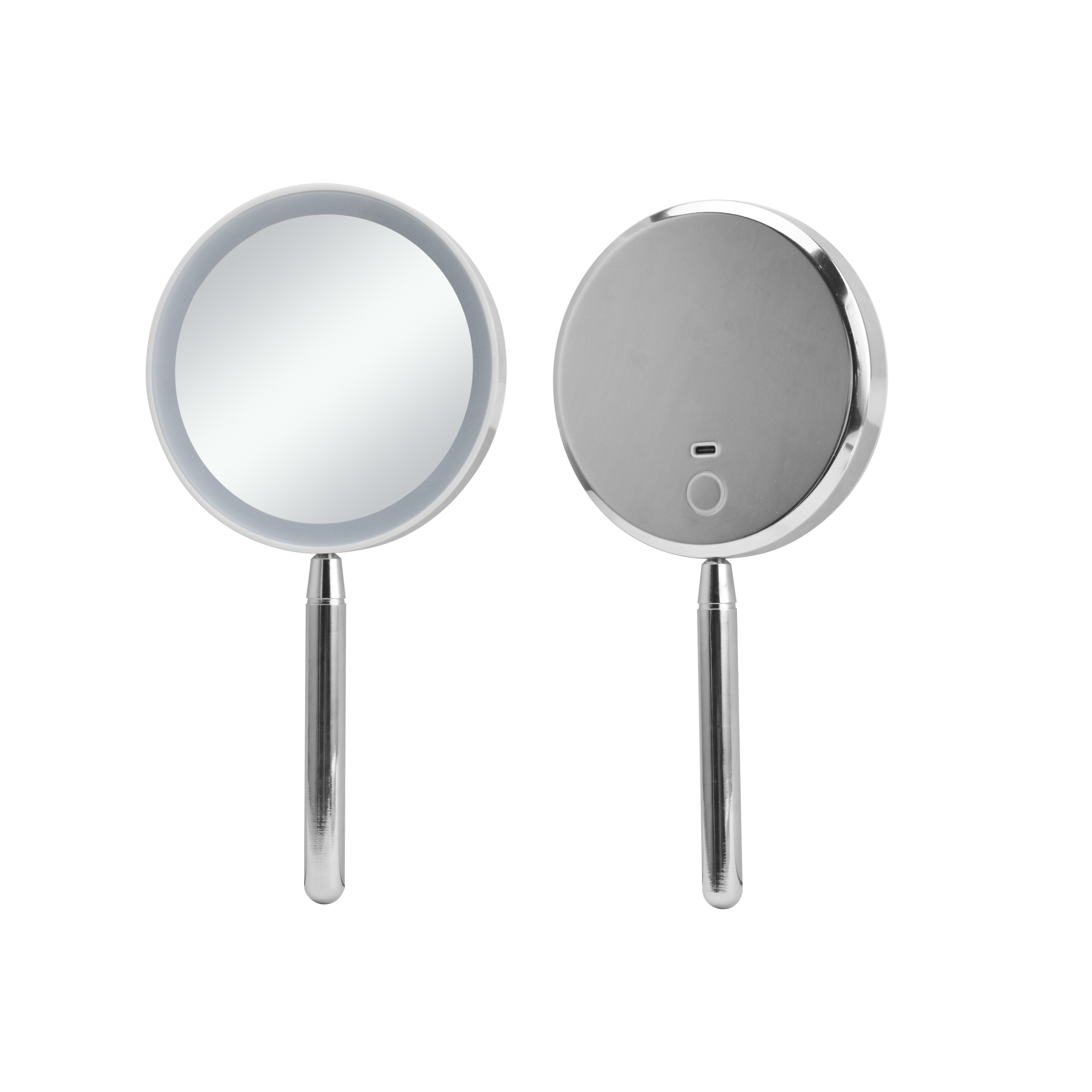 Travel Makeup Mirror Portable 3x LED Lights Metal Single Sides Handheld Compact Pocket Mirror
