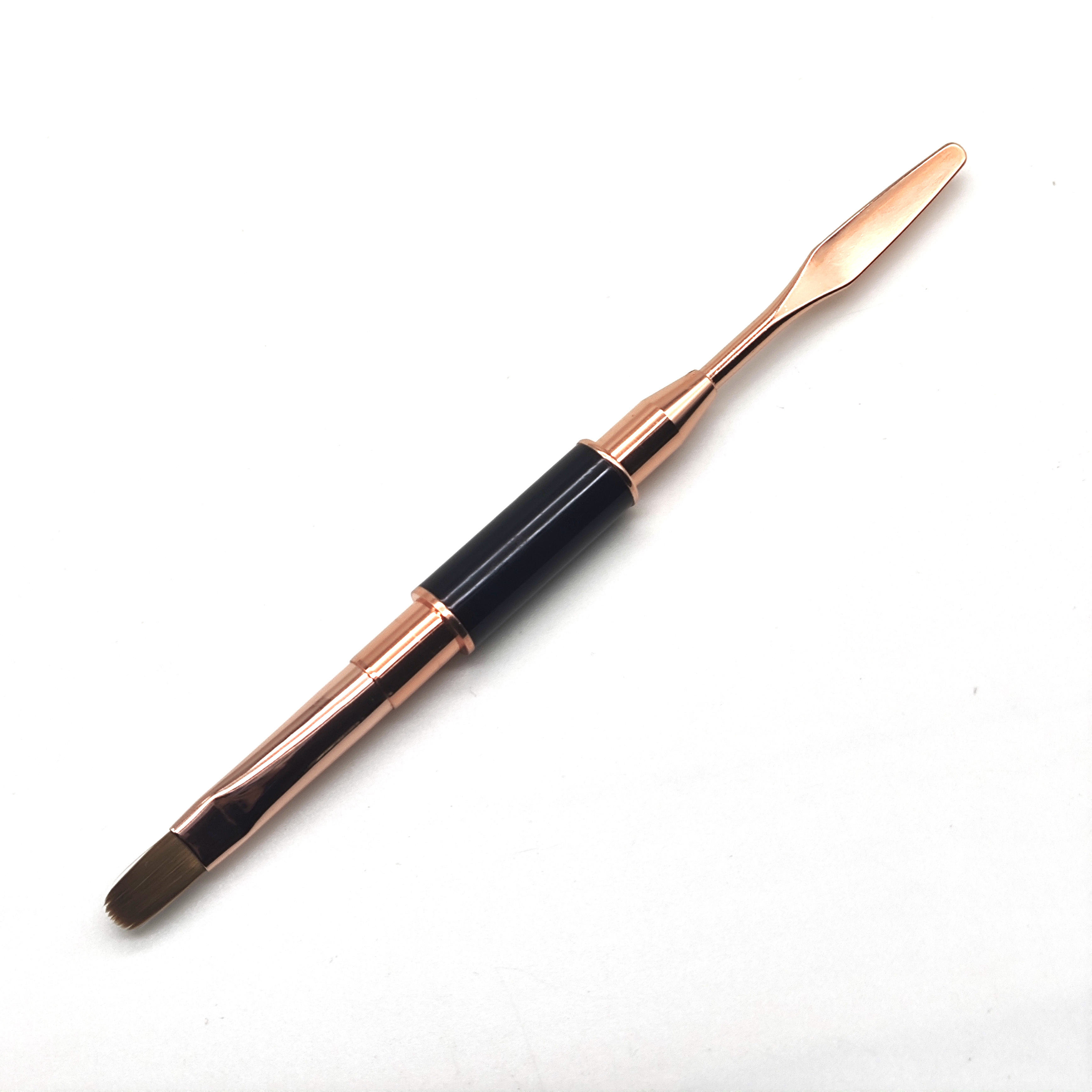 New High Quality Nail Gel Applicator Brush Luxury Metal Handle Poly Gel Brush Rose Gold Round Fluffy Gel Brush and Spatula