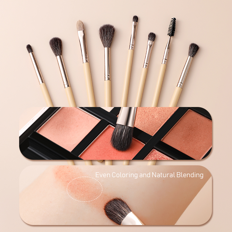 Wholesale Makeup Cosmetic Brush Caramel Color Factory OEM/ODM Beige Handle Copper Ferrule Natural Goat Hair Makeup Brush 13pcs