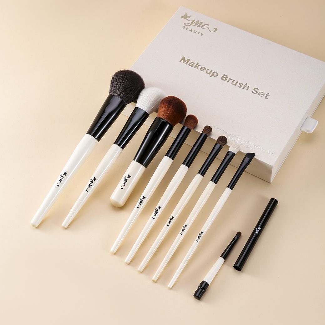 New 9pcs Makeup Brush Set Luxury Portable Wooden Handle Environmentally Friendly Material Customizable logo
