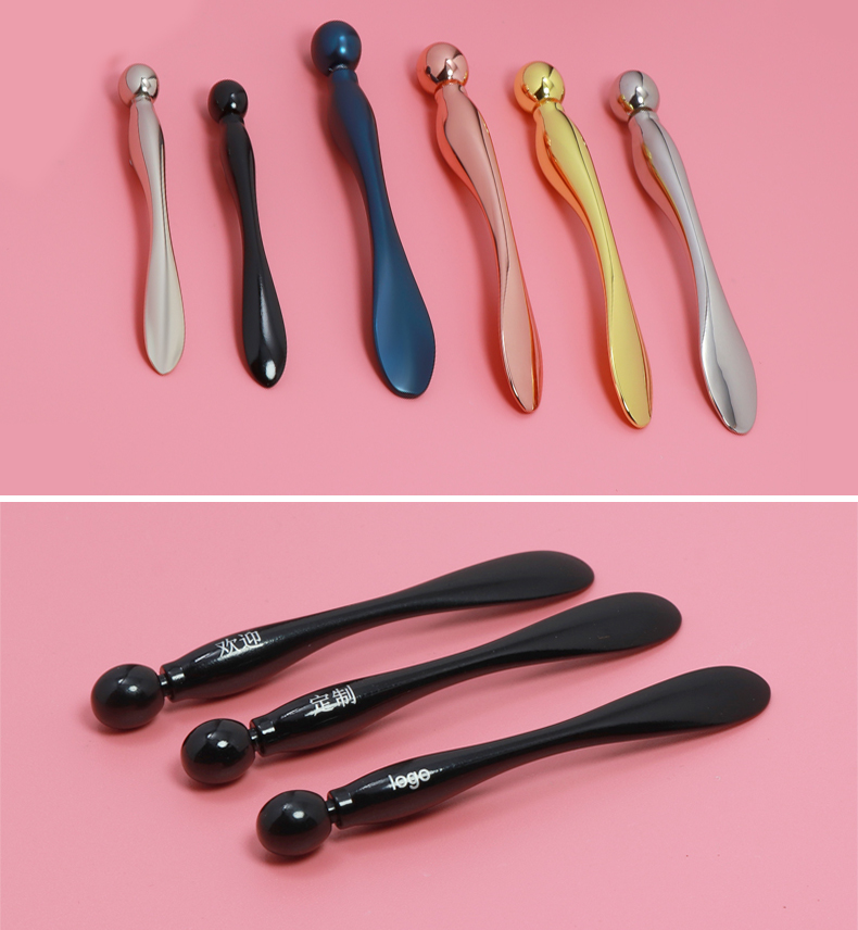 Hot Sale Luxury Gold Metal Multi-Function Eye Cream Spatula Premium Cosmetic Applicator Beauty Tool Massager Stick Roller Makeup