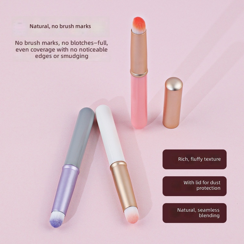 Synthetic Fiber Lip Brush with Cap Plastic Handle Multi Use Makeup Tool Factory Direct Wholesale Single Piece
