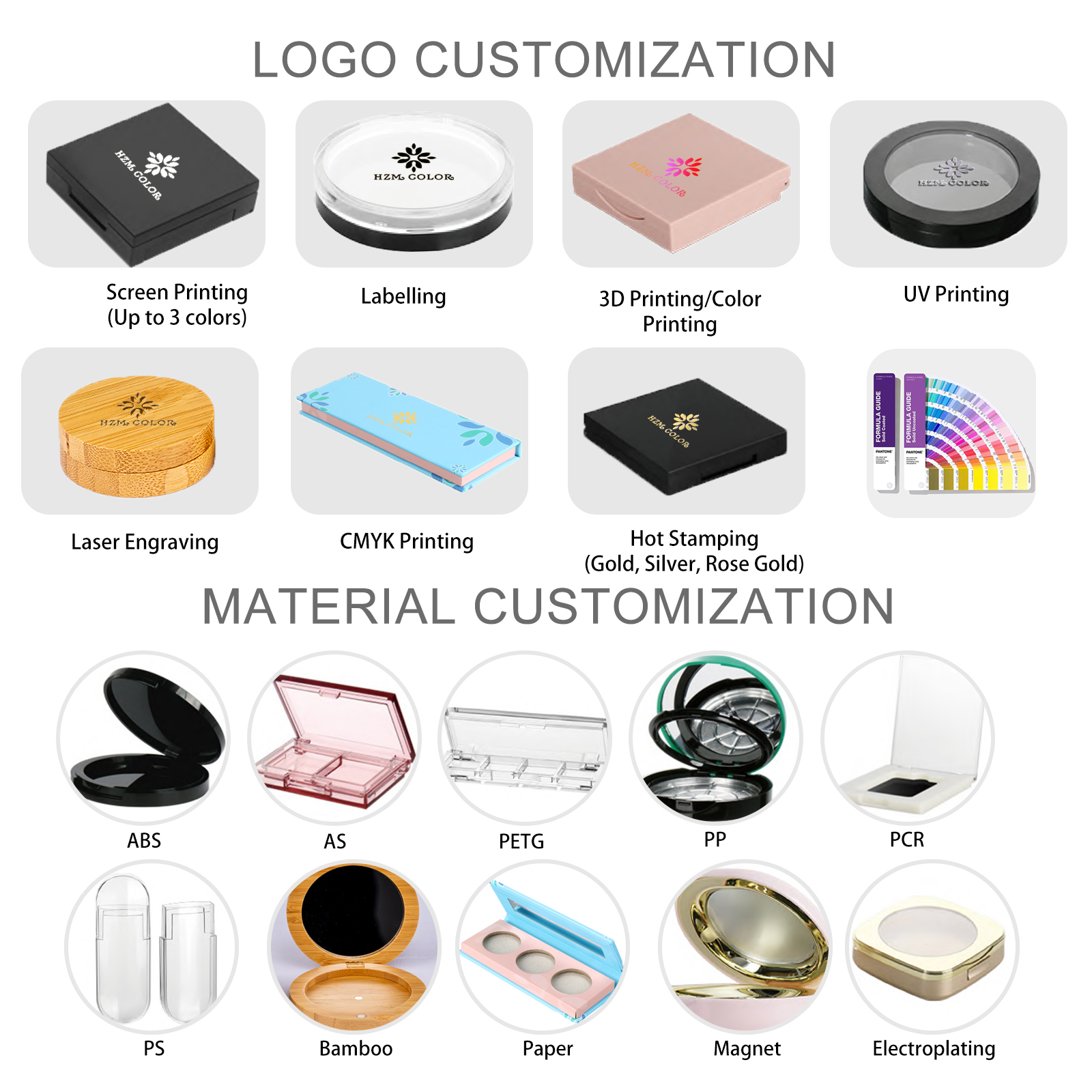 OEM/ODM Luxury Custom Eyeshadow Blush Container Round Mirror Eco-Friendly Powder Design Cute Makeup Case for Makeup Tools