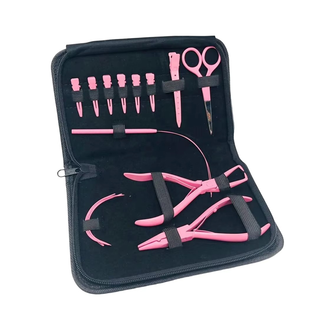 Latest Manufacturing Hair Extension Tools Kit in Tan Beige Color With Available Custom Brand Labelling on Tools and Kits