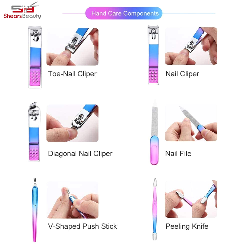 Professional Manicure Pedicure Kit 8-in-1 Stainless Steel Nail Clippers Travel Accessories Customizable Colors Logo Shears