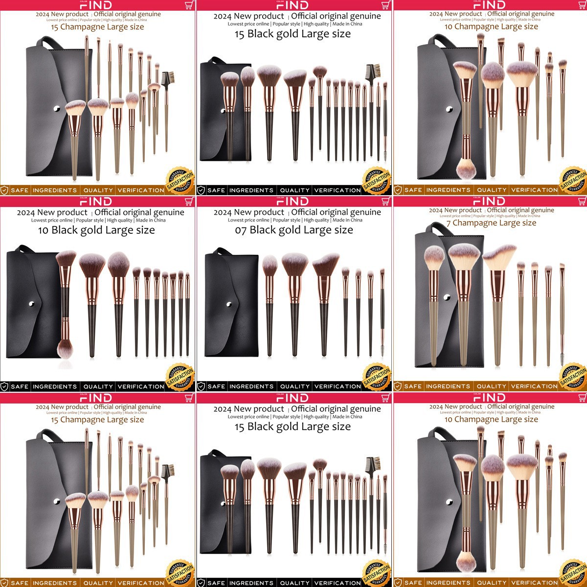 Professional Vegan Makeup Brush Set for Eye Shadow Foundation Blush Private Label Black Brown 7pcs 10pcs 15pcs Makeup Brush Set