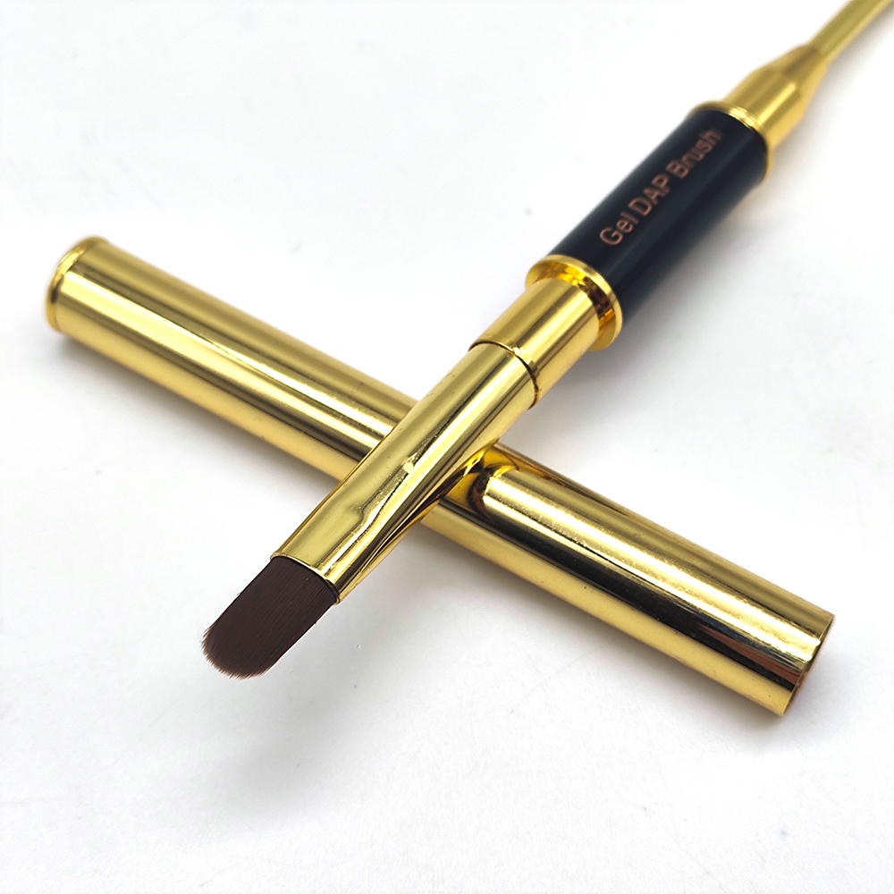 New High Quality Nail Gel Applicator Brush Luxury Metal Handle Poly Gel Brush Rose Gold Round Fluffy Gel Brush and Spatula
