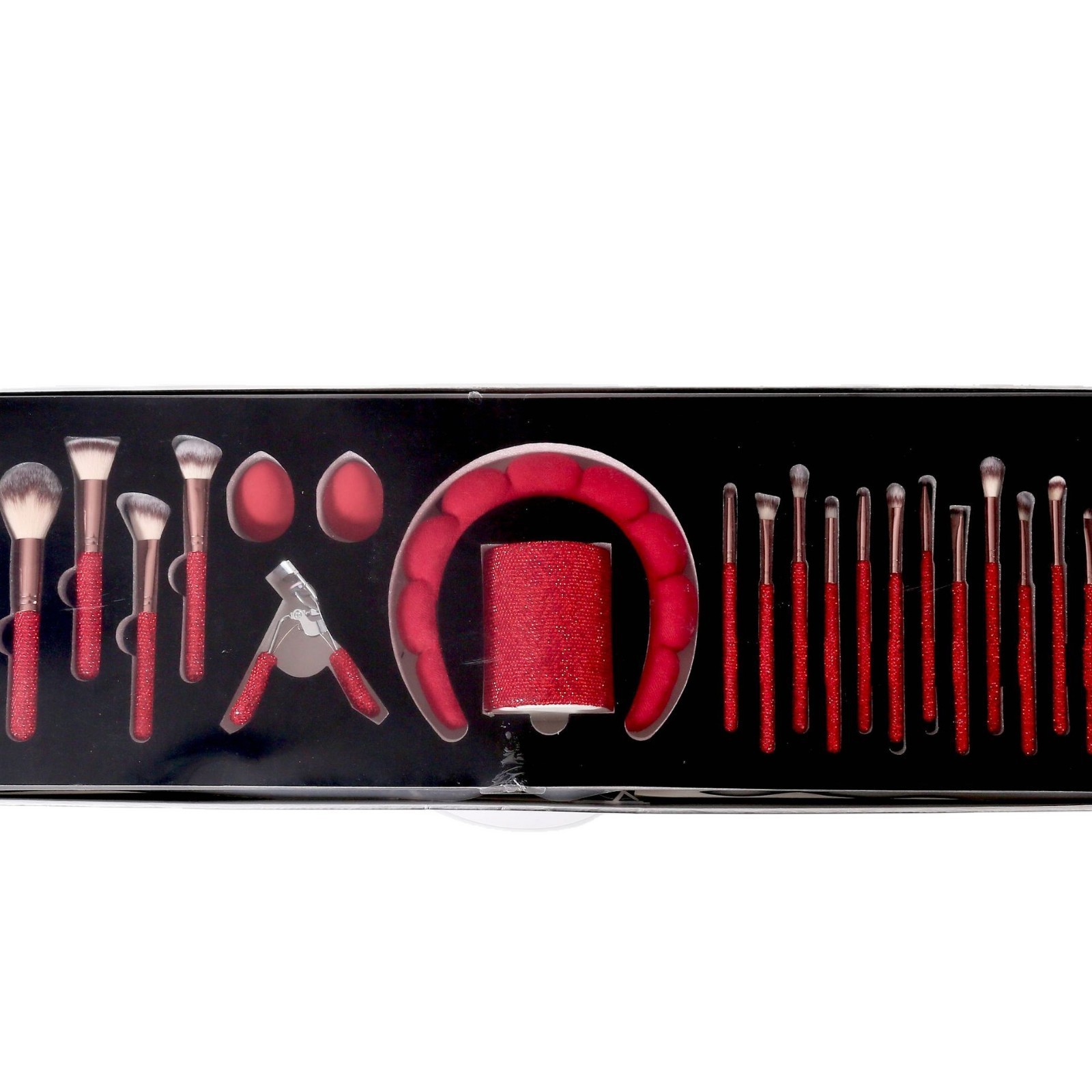 Luxury Package Super Professional Glam Makeup Tool Collections Rhinestone Shiny Makeup Brush Sponge Lash Curler Headband Custom