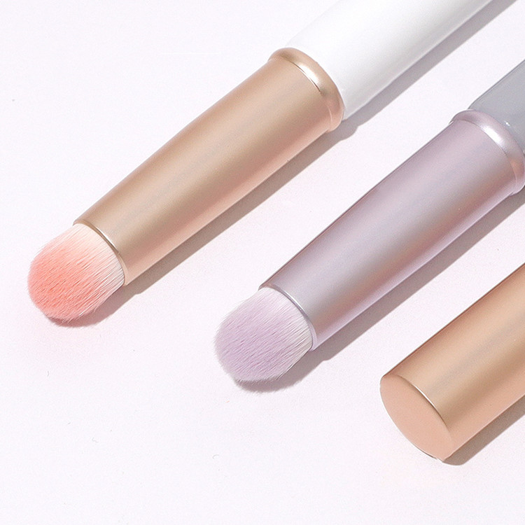 Small Luxury Tube Pink Purple Wood Make up Blending Lip Scrub Applicator Brush Round Custom Soft Makeup Lip Smudge Brush for Lip