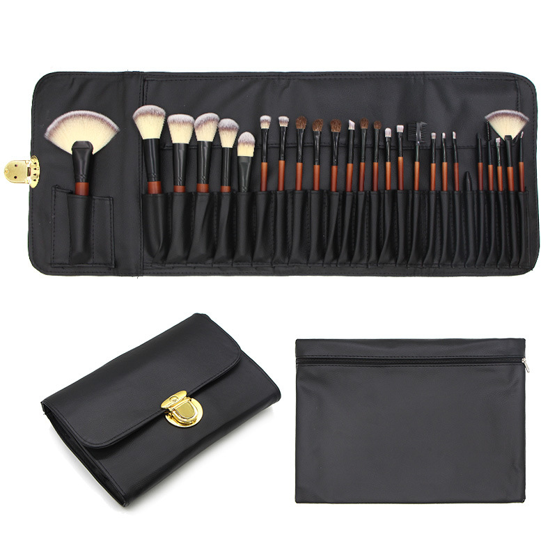 26pcs Professional High Quality Synthetic Fiber Makeup Brush Set Wooden Silicone Plastic Eye Brushes for Cosmetics Shaving Brush