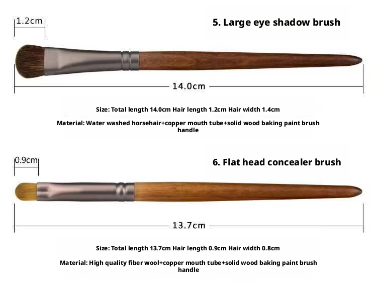 Factory New Natural Hair 9-Piece Makeup Brush Set with Wood Handle for Eye Shadow Blush Repair-Beginners Beauty Tools
