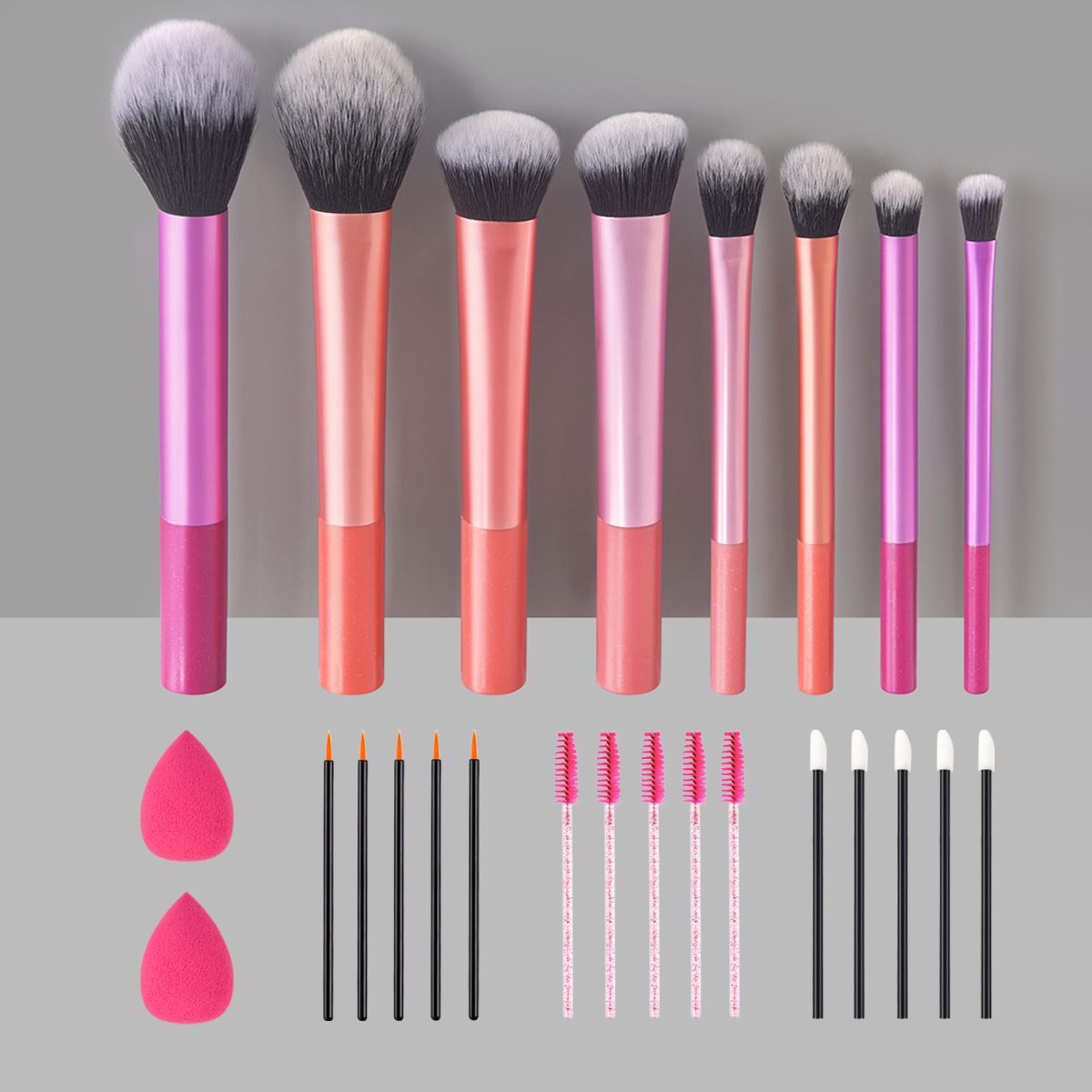 Custom Logo Beauty Color Professional Makeup Brush Set 8-Piece Wood Handle Nylon Bristles Face Makeup Tools High Quality Leather