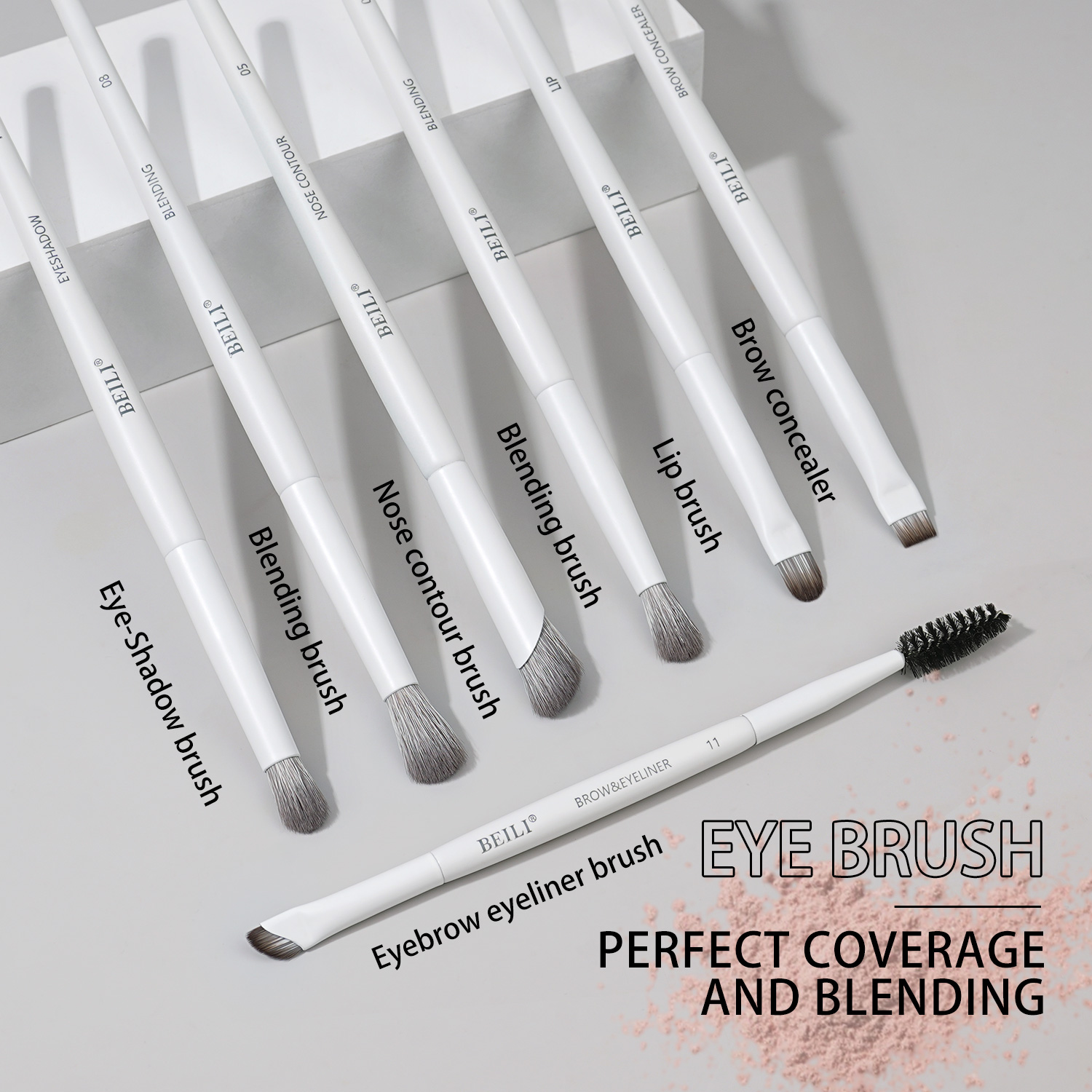 New Arrival Custom Logo White Professional Makeup Brushes Kit Corn Silk Synthetic Hair Luxury Makeup Vegan Brush Set With Holder