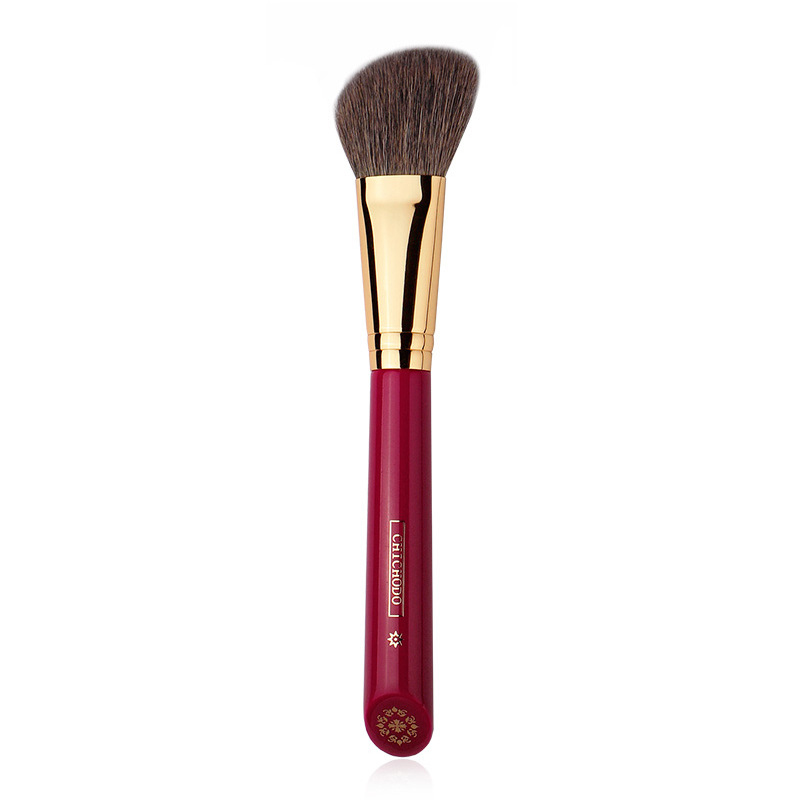 05 Angled Contouring Brush Natural Hair Copper Tube Solid Wood Baking Paint Handle Red Rose Series Luxury Makeup Brushes