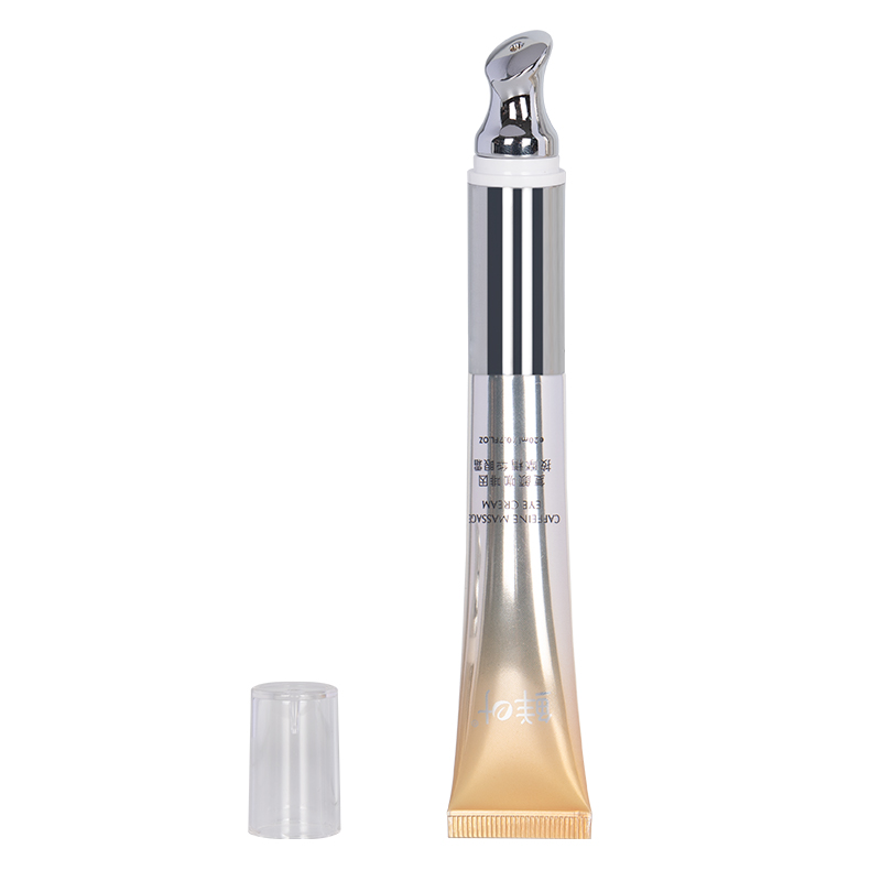 20ml Gold Aluminum Plastic Empty Squeeze Zinc Alloy Metal Applicator Vibrating Eye Cream Tube 19mm Diameter PP Cap Cosmetics