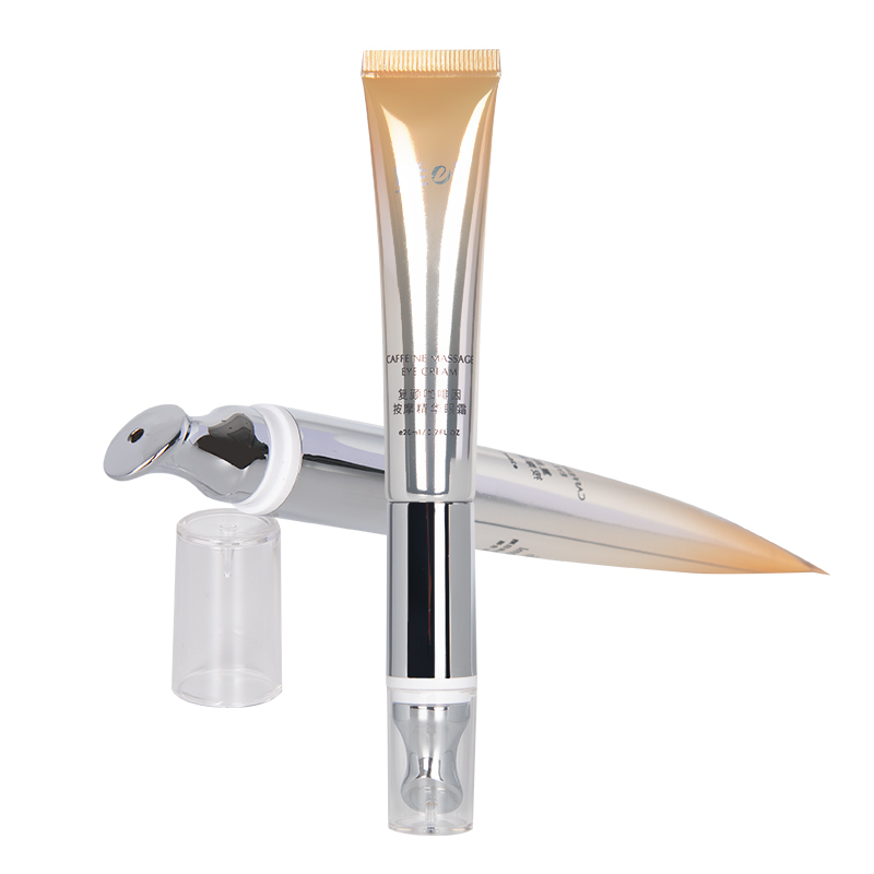 20ml Gold Aluminum Plastic Empty Squeeze Zinc Alloy Metal Applicator Vibrating Eye Cream Tube 19mm Diameter PP Cap Cosmetics