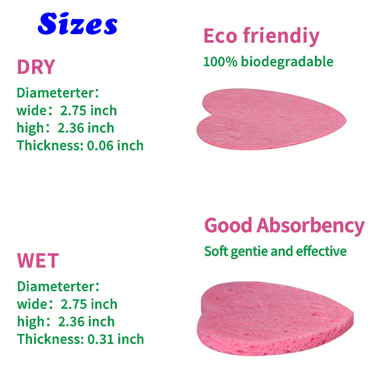 Reusable Eco-friendly Spa Estheticians Massage Natural Compressed Cellulose Sponge Facial Cleansing Cosmetic Pad Sponges