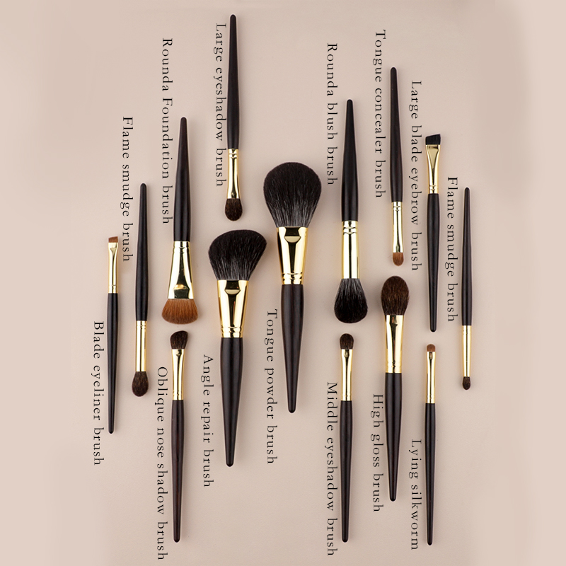 Manufacturer Black Gold Luxury Goat Natural Hair High Quality for Face Custom Logo Professional Makeup Brushes Makeup Brush Set