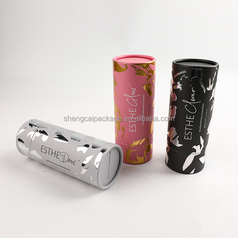 Customized Cylindrical Skincare Makeup Brush Packaging Box Facial Cleanser Hand Cream Cardboard Paper Tube Packaging