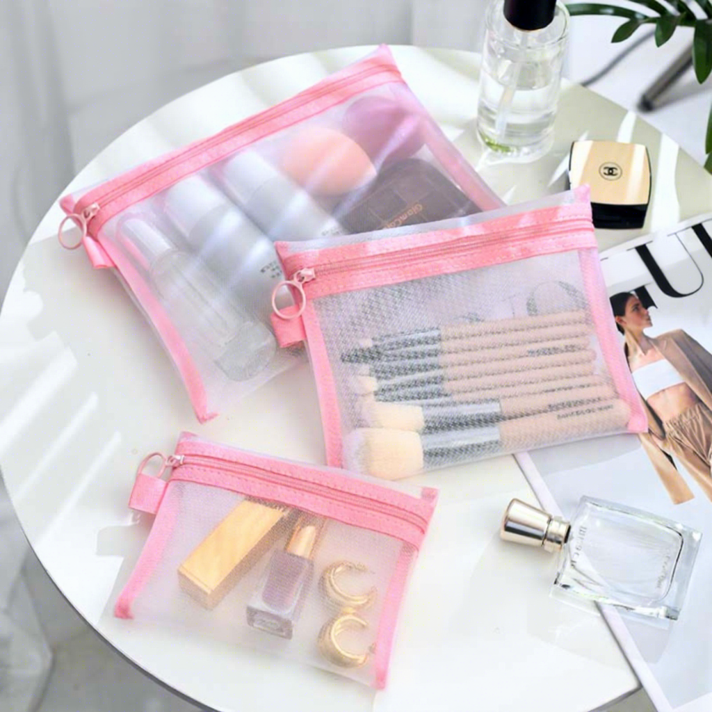 For Color Eco-Friendly Fashion Nylon Foldable Lightweight Durable Cosmetic Bag Portable Clear Zipper Pouch Daily Travel Keep