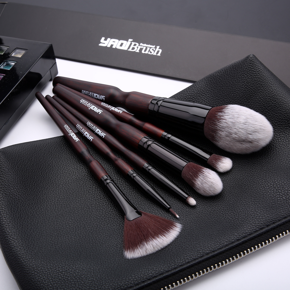 YAQI Professional Makeup Brush Set 6-Piece Cosmetic Beauty Tools with Resin Handle Face Makeup Set