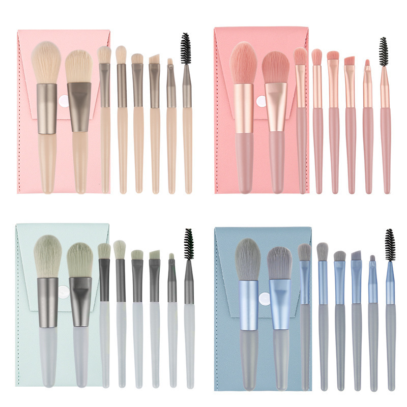 8PCS Custom Mini Makeup Brushes Set Professional Soft Fiber Brush With a Bag Portable Foundation Eyeshadow Concealer Brush