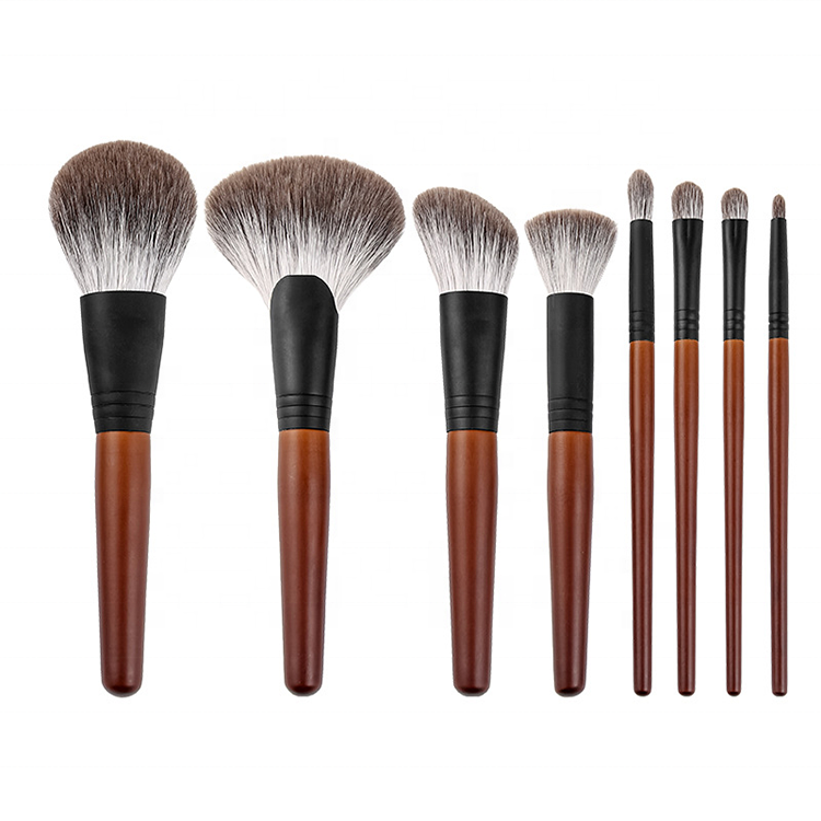 Factory Direct Wholesale Highend Natural Animal Hair Wood Powder Foundation Blusher Eye Shadow Makeup Brushes