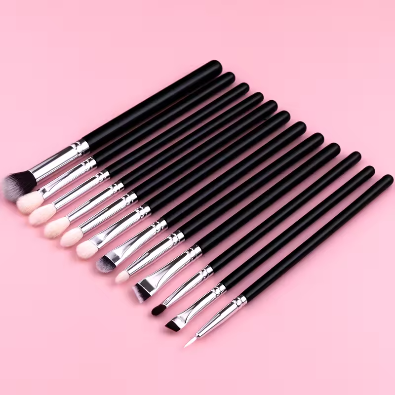 Manufacturer Fluffy Natural Goat Hair Custom Logo Private Label Eye Shadow Blending Eye Makeup Eyeshadow Brushes Set