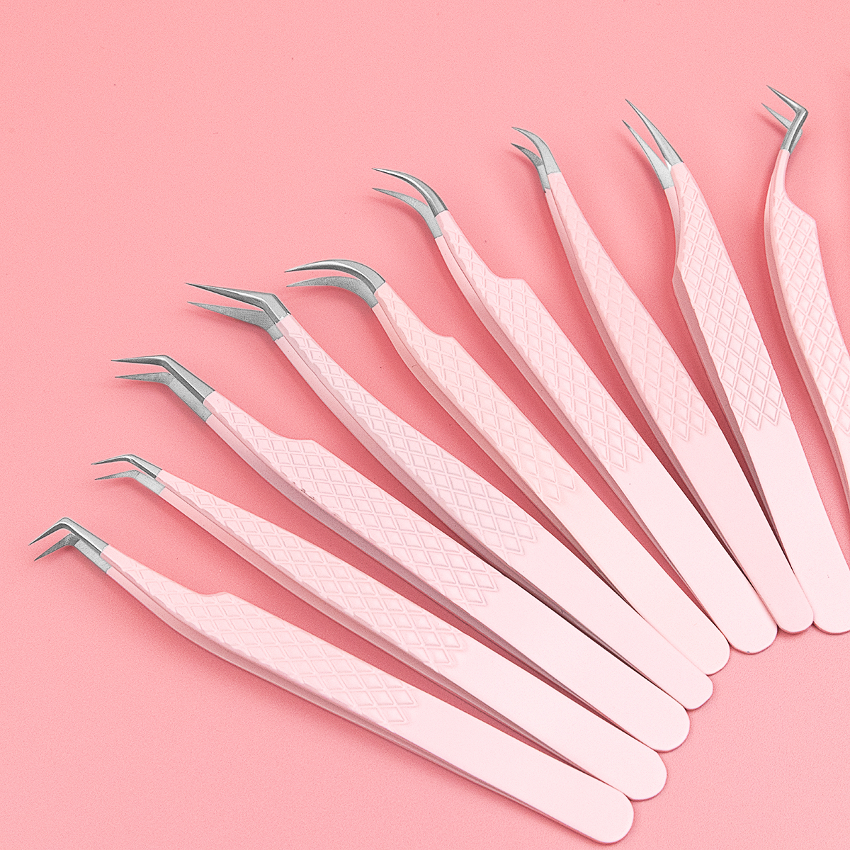 Wholesales Beauty Tools Professional Stainless Steel 90 Degree Makeup Eyelash Tweezers Premium Eyelash Tweezers