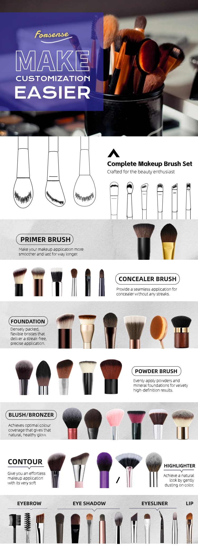 Custom design makeup brush specs banner
