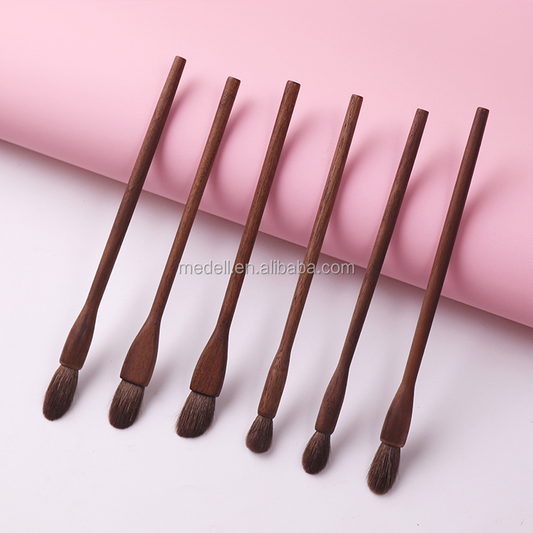 Wholesale Handmade Goat Hair Eyeshadow Makeup Brush Set China Manufacturer Fan and Flat Style for Eye Use