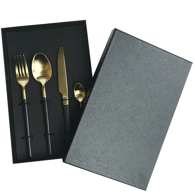 Custom Design Display Cardboard Paper Box Spoons Forks and Knives Packaging Box Set
