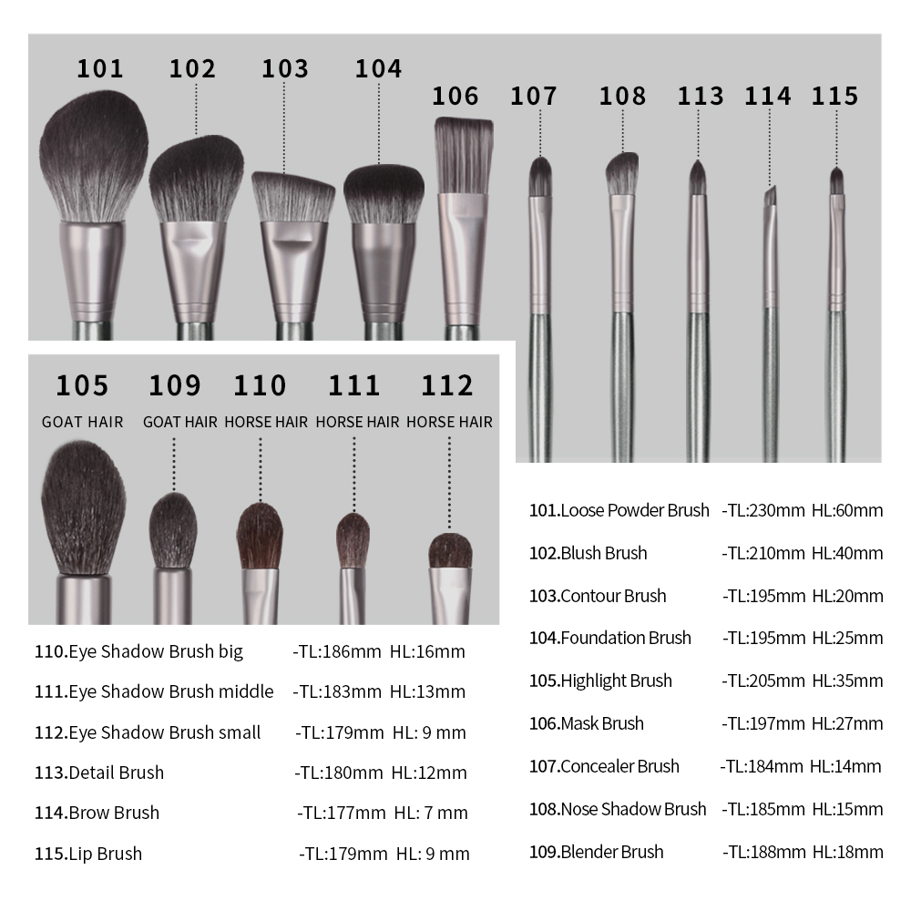 OEM ODM Logo Professional 15pcs Designer Premium Eye Women Wholesale High Quality Private Label Luxury Makeup Brush Set