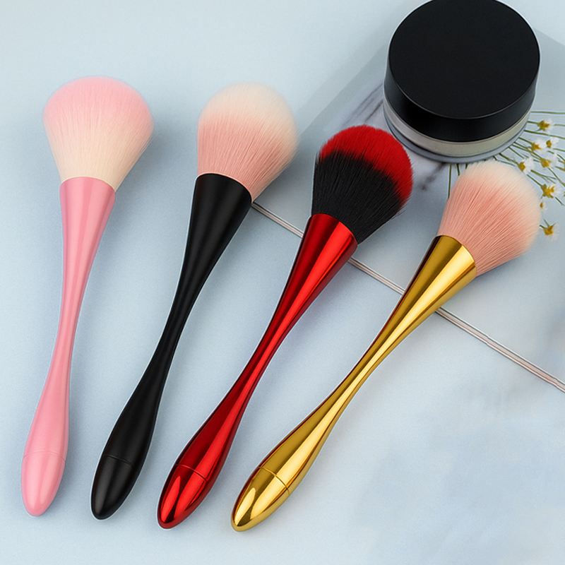 High Quality Kfeier Private Label Flat Angular Blush Makeup Brush Plastic Handle Fiber Bristles Big Soft Face Foundation Blusher