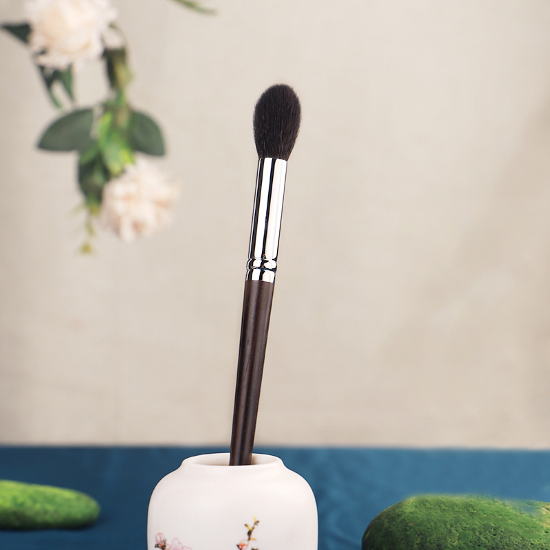 019 Custom Makeup Brushes Private Label Flame Highlight Brush Natural Goat Hair Copper Tube Ebony Handle 41Pcs