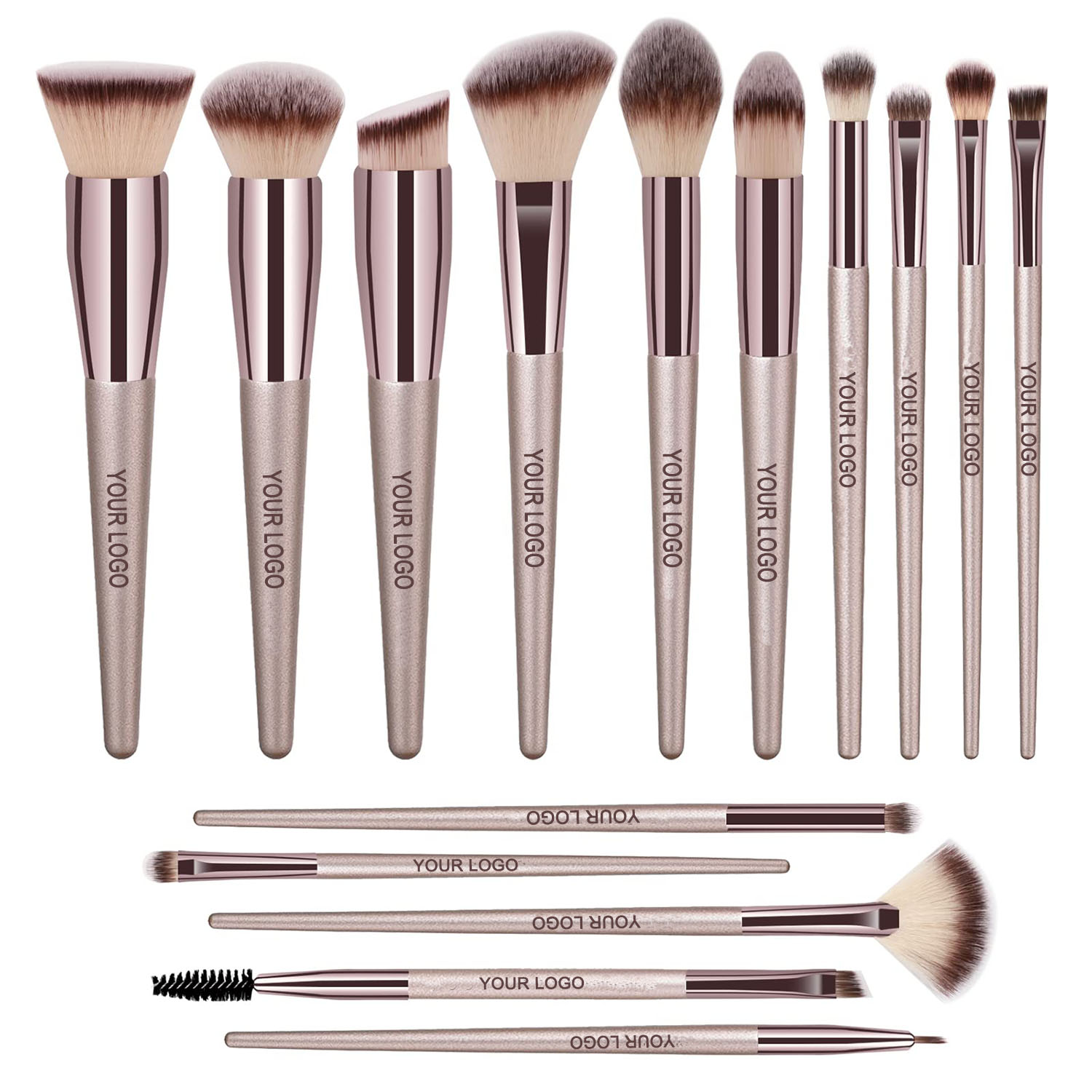 YDINI Professional Luxury 15pcs Synthetic Hair Vegan Makeup Brush Set Custom Logo Hot Sale