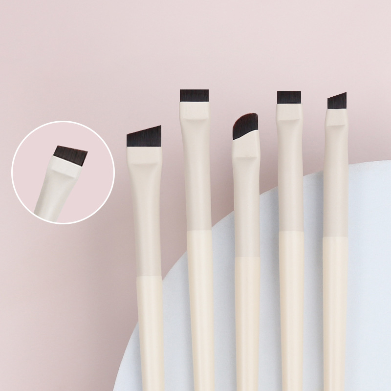 Premium Quality Ultra Thin Vegan Bristle Eye Liner Makeup Brush Slanted Flat Fine Angled Beige Eyeliner Eyebrow Make up Brush