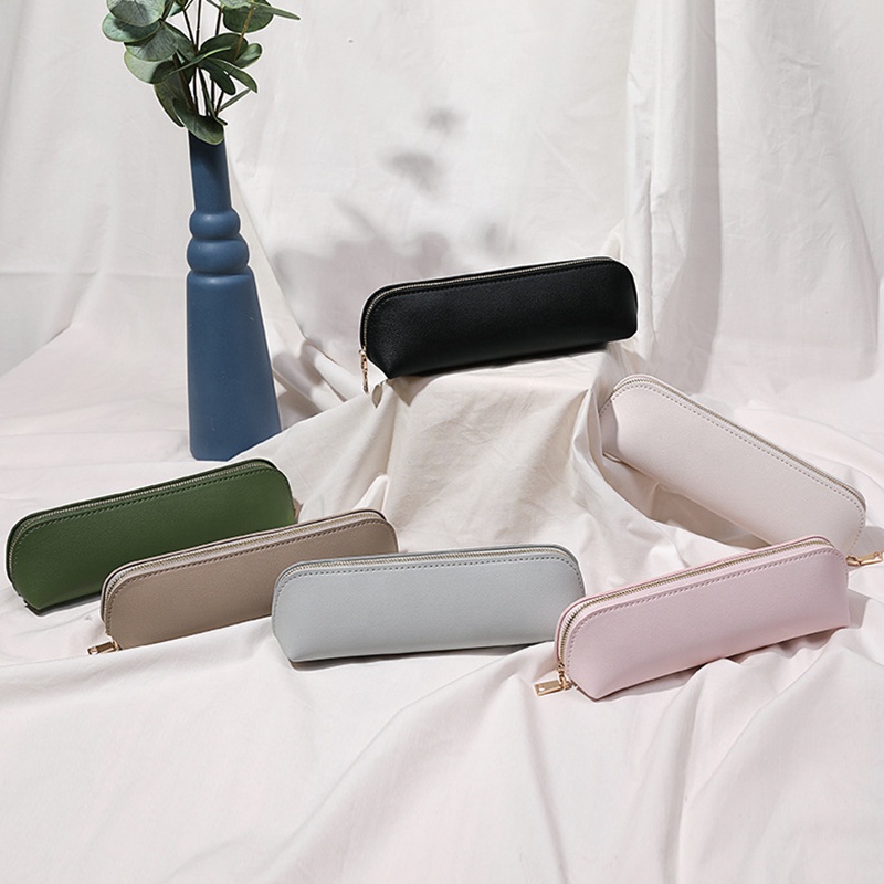 High Quality Candy PU Leather Cosmetic Brushes Packaging Travel Makeup Brushes Zipper Holder Bag Private Label